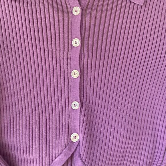 Forever 21 Purple Cropped Chunky Ribbed Cardigan - Picture 5 of 7